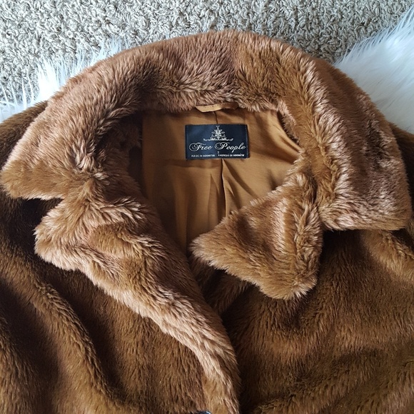 NWT Free People Brown Faux-Fur Mena Jacket - Picture 5 of 8
